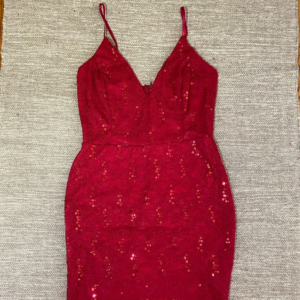 Red Sparkly Charlotte Russe Bodycon Dress
